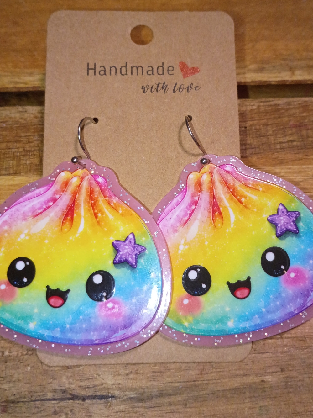 Glitter Handmade Kawaii Multicolor Rainbow Dumpling Fashion Earrings